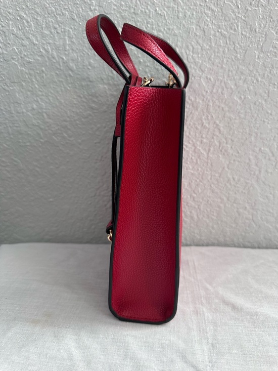 Marc Jacobs Mini Grind Tote Red Pebbled Leather Crossbody Bag Small Open Top - Picture 7 of 11